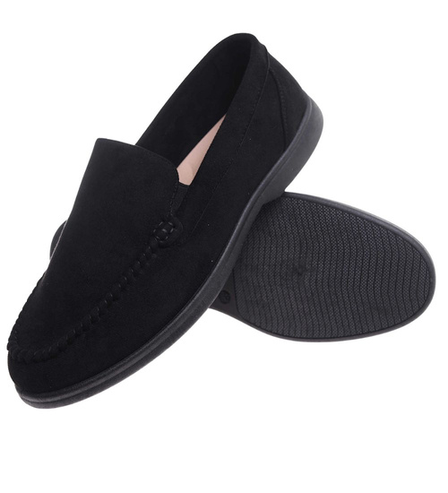 Buty męskie wsuwane czarne mokasyny /G2-1 17826 T288/