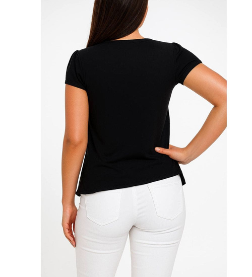 Czarna koszulka bluzka damska z guziczkami /H2-K5 UB945 S0/