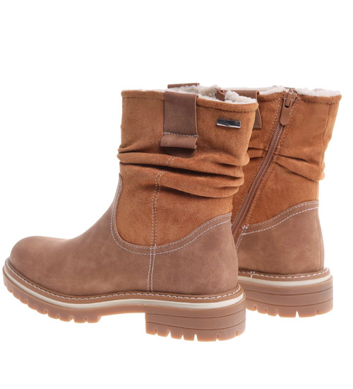 Zimowe botki saszki z ociepleniem Brązowe /G9-3 18540 G388/