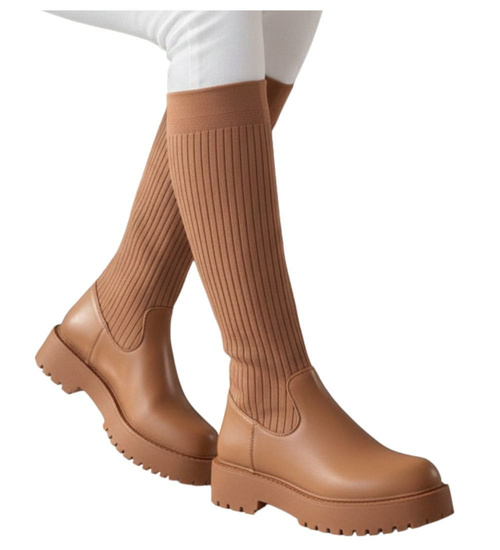 Damskie kozaki z elastyczną cholewką Camel /D4-1 9664 T30/