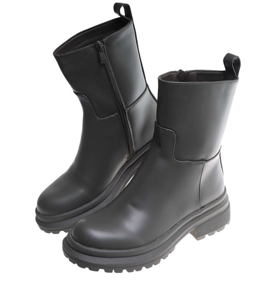 Zielone botki damskie na płaskim obcasie /F8-1 18263 W187 +H2/