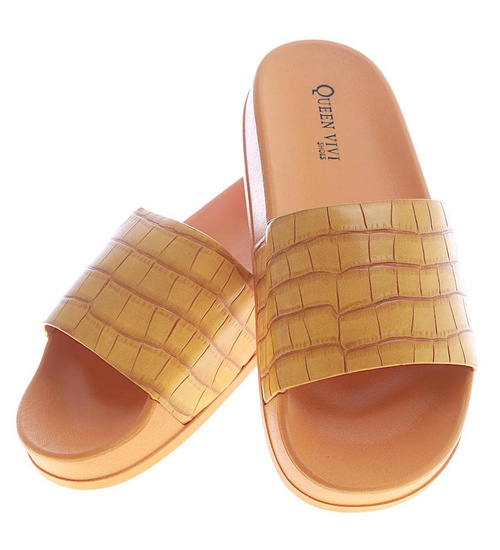 Żółte basenowe klapki damskie  /G7-2 13149 T193/