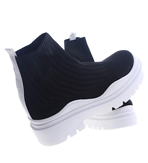 Czarne trampki damskie na platformie /G10-3 13376 T292/