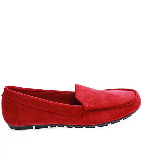 Czerwone zamszowe półbuty balerinki lordsy /F9-2 15628 T187/