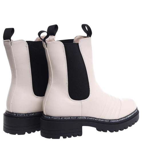 Białe wysokie botki sztyblety na platformie /A4-1 18302 T3/