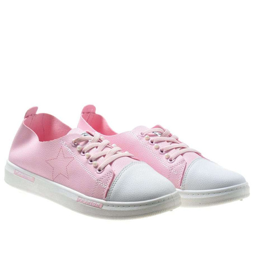 Różowe damskie trampki z perełkami /E5-2 7401 S192/