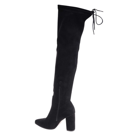 Czarne wysokie kozaki muszkieterki na obcasie /B6-2 18384 W582/