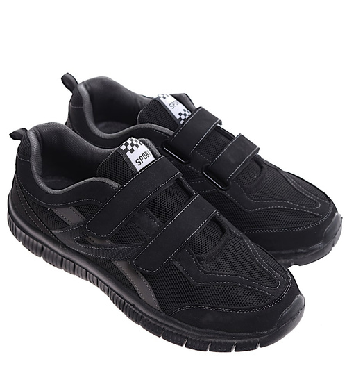Męskie czarne buty sportowe na rzepy /D6-2 16682 T384/