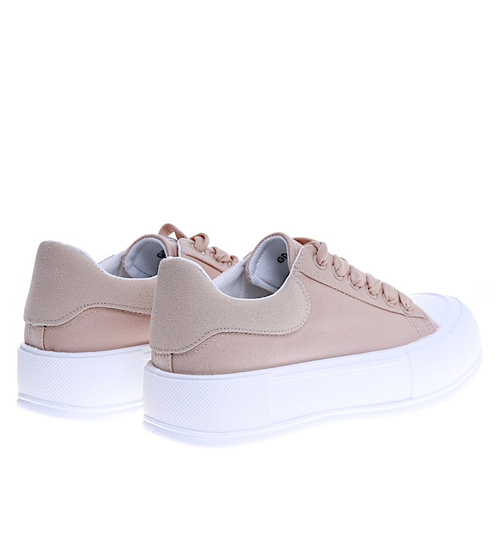 Damskie trampki sneakersy na platformie KHAKI /E8-3 14726 T214/