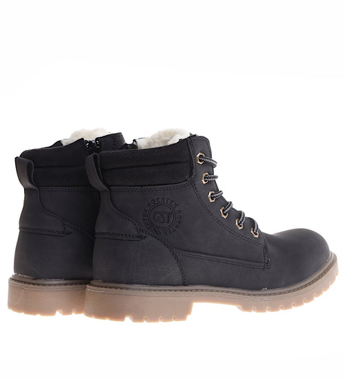 Zimowe czarne chłopięce trapery sznurowane /E9-1 17081 T339/