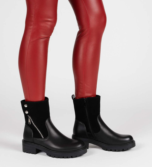 Czarne damskie botki workery /F10-3 18184 T434/