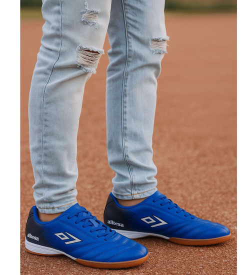 Granatowe sznurowane trampki halówki męskie /B6-3 18138 T586/