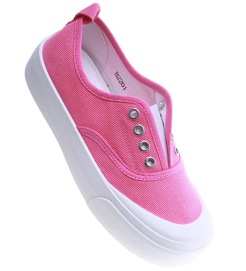 Różowe wsuwane trampki na platformie /F3-3 14075 S260/