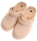 Beżowe kryte ażurowe klapki damskie /F3-1 17907 T189