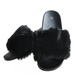 Czarne damskie klapki z futerkiem /G3-3 4519 S109/