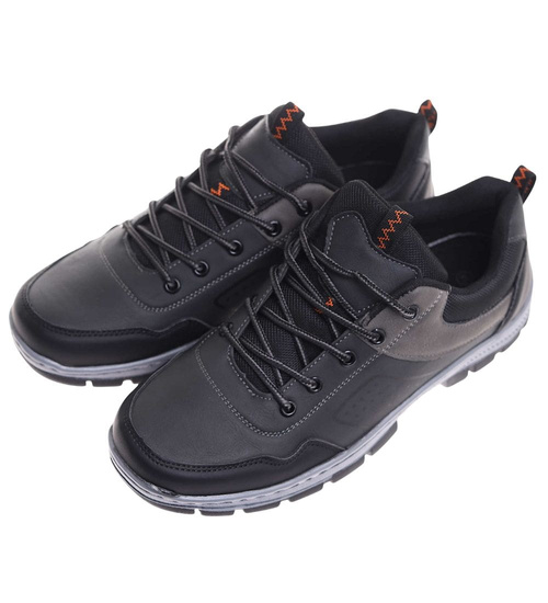 Buty trekkingowe Szare wiązane /A1-3 18016 T484/