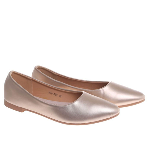 Złote baleriny damskie gładkie /i6-1 18625 W55/