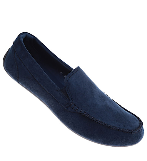 Wsuwane męskie granatowe półbuty mokasyny /F2-2 16568 T340/