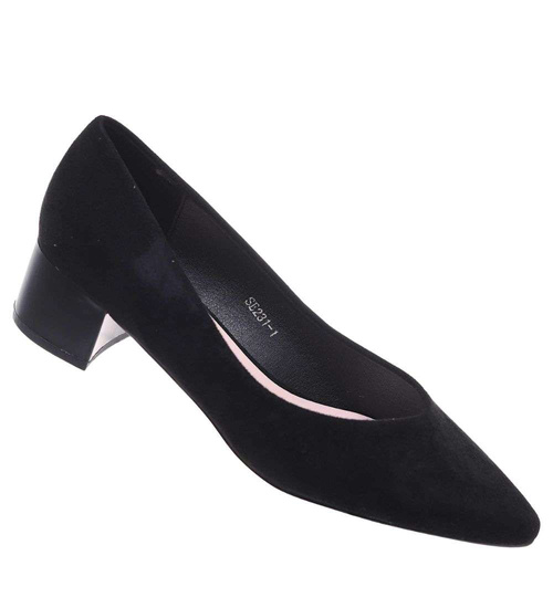 Czarne czółenka na niskim obcasie Pointy Toe /F5-3 18807 T381/