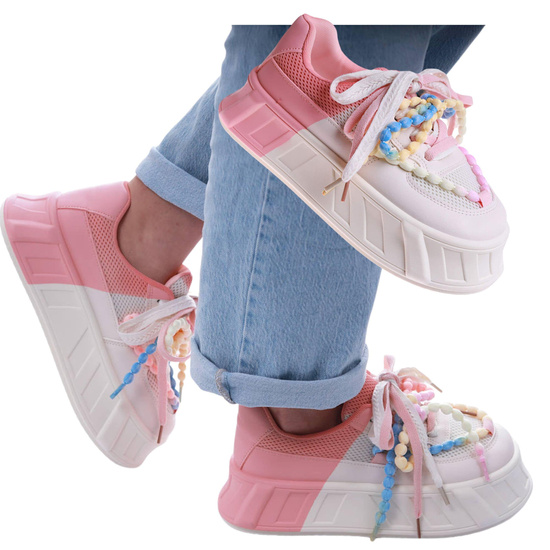 Różowo beżowe trampki Seastar na platformie /D8-2 17317 T584/