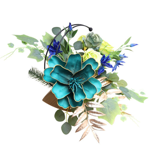 Duży stroik Turkusowe kwiaty KOMP140 M700