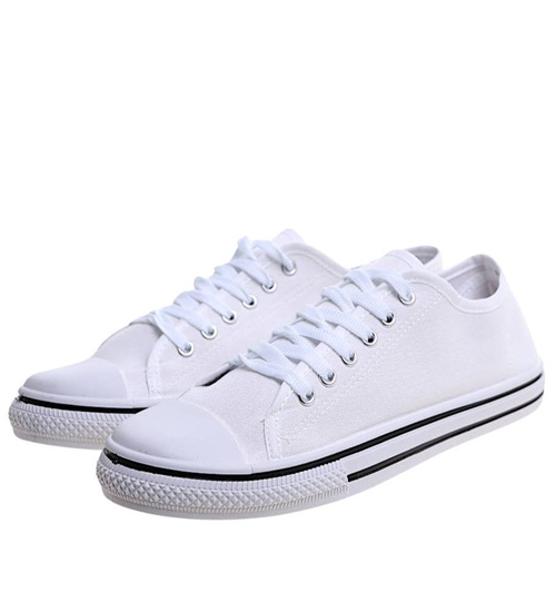 Trampki męskie z tkaniny klasyczne białe /e2-1 13758 T291/