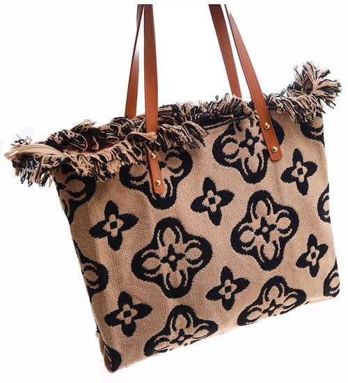 Duża parciana torba torebka Shopper Bag Cappucino /H2-K18 TB544 M433/