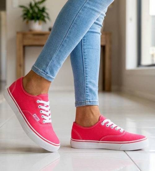 Różowe niskie tenisówki damskie z tkaniny /D5-2 H2 16192 G056/