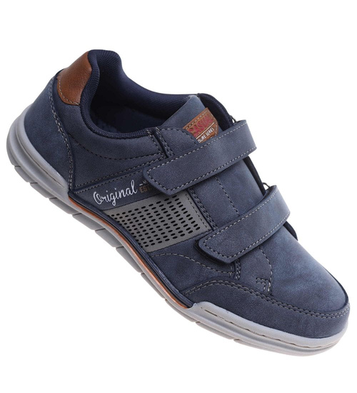 Chłopięce granatowe trampki na rzepy /C7-2 18092 T45-5/