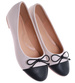 Beżowo czarne baleriny damskie z kokardą /E7-2 17533 G133/