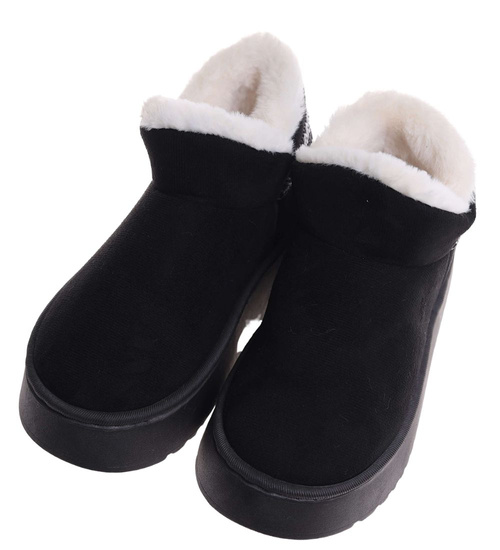 Krótkie kozaki śniegowce czarne ocieplane /A10-1 18419  T266/