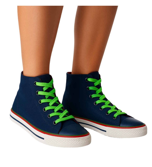 Klasyczne WYSOKIE damskie trampki tenisówki granatowe /A2-3 7822 S100/