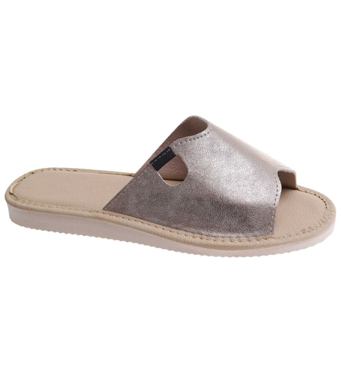 Odkryte kapcie damskie Złote /F4-1 17649 S165/