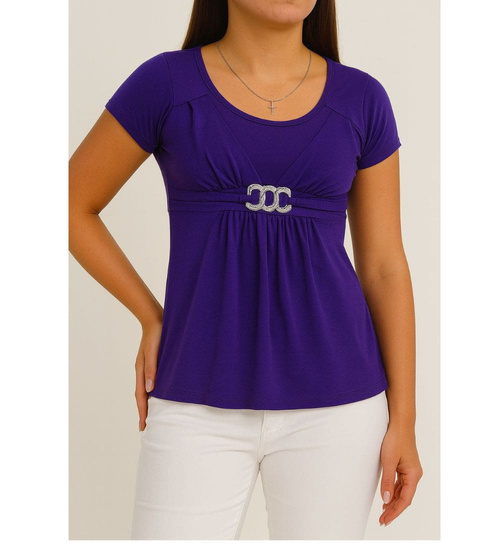 Fioletowa koszulka bluzka damska z ozdobą /H2-K47 UB934 S0/