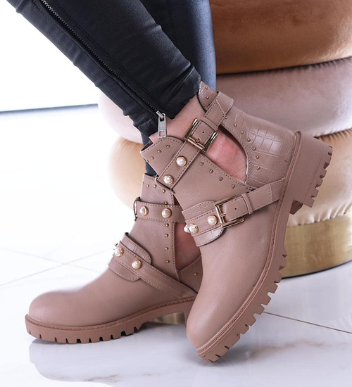 Wycięte botki damskie Cappucino /E7-3 13401 S290/