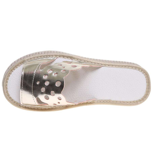 Złote ażurowe domowe klapki kapcie /G11-1 16203  S165/