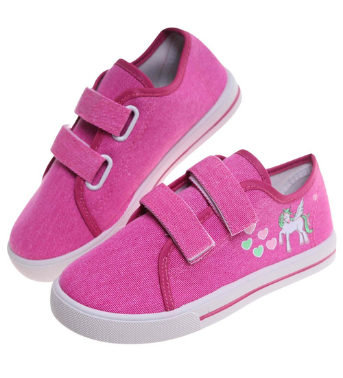 Fuksjowe tenisówki dla dziewczynki na rzepy /E6-1 18109 T189/