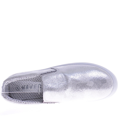 Wsuwane srebrne trampki slip on /G2-3 11195 T108/