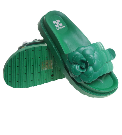 Plażowe zielone klapki damskie /G7-2 17884 S098/