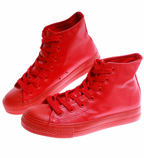 Wysokie czerwone trampki damskie /A2-1 16748 G9-84/