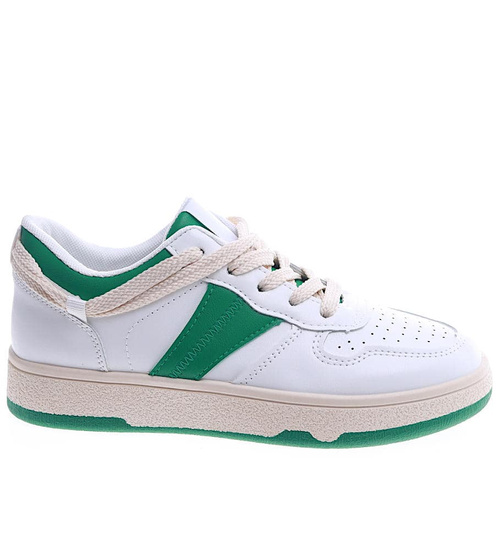 Biało zielone trampki z niską cholewką /D9-2 13536 T285/