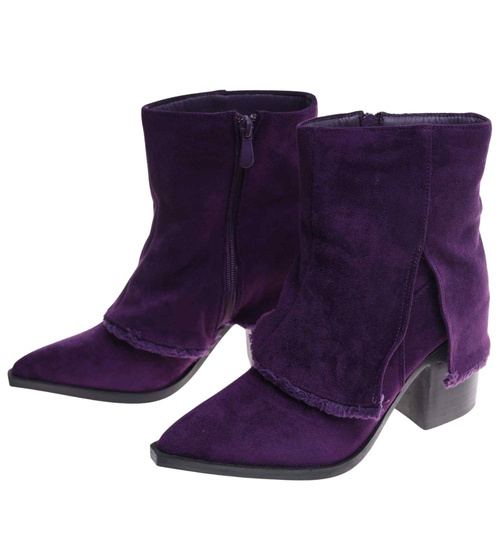 Fioletowe botki damskie na obcasie słupku /G2-2 18218 W234/
