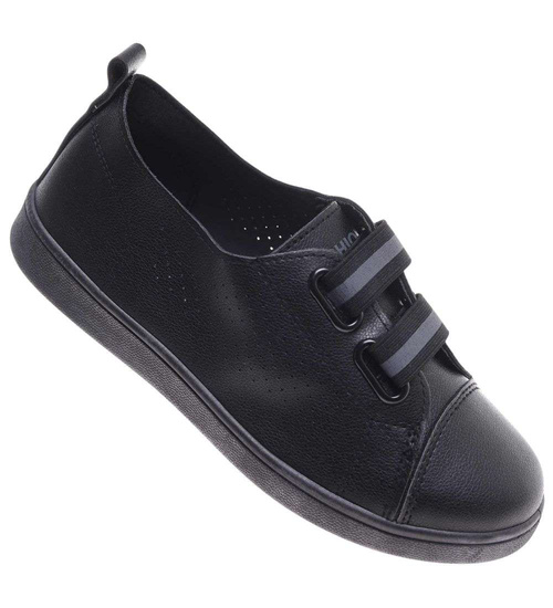 Czarne ażurowe tenisówki wsuwane /E4-3 18706 T185/