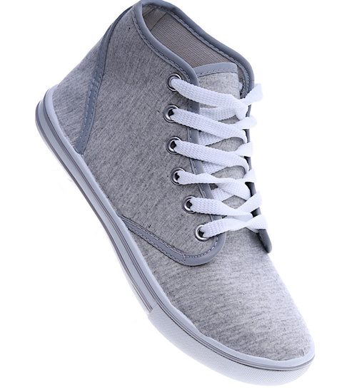 Wysokie trampki damskie jasno szare /F7-3 13875 S097/