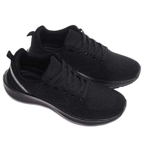 Sznurowane męskie czarne buty sportowe /C5-1 18002 GF483/