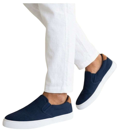 Granatowe męskie trampki slip on /C5-1 18738 T286/