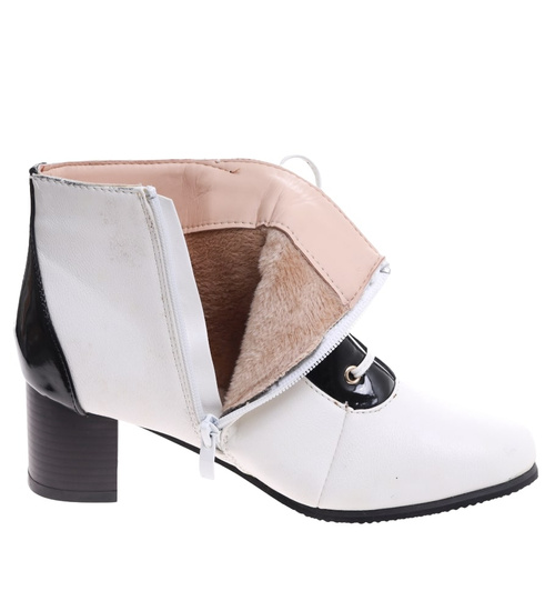 Ocieplane białe botki damskie /A5-1 16759 T130/