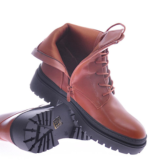 Brązowe botki trapery z ociepleniem /B3-1 12503 T343/