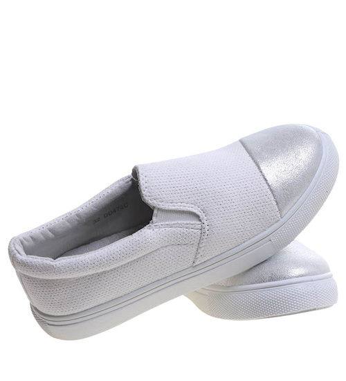 Wsuwane białe trampki dziewczęce slip on /B5-2 13683 T004/