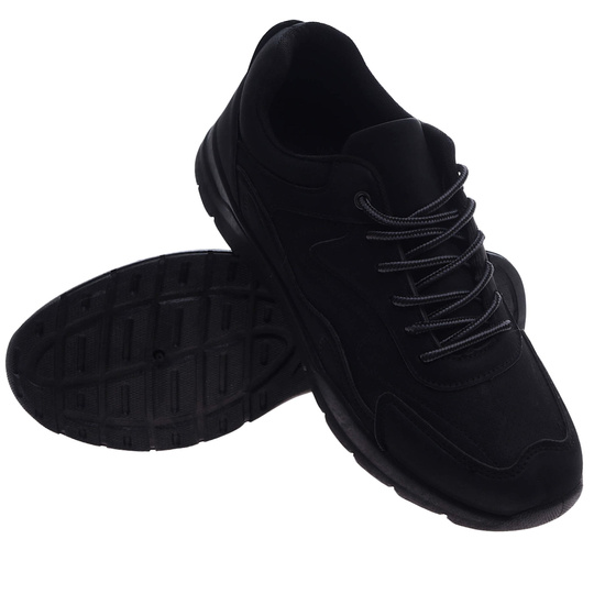 Czarne sznurowane męskie buty sportowe /A9-3 17359 T385/